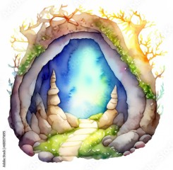 Namalowana jaskinia ilustracja