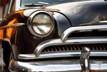 Old timer car. Classic car. Front view. Generative Ai