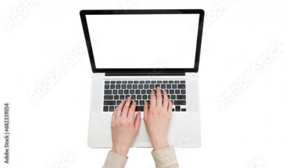 male hands typing on a laptop