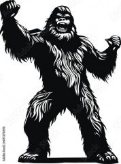 Retro Bigfoot vector, Vintage Yeti vector, Wild Monster Vector illustration