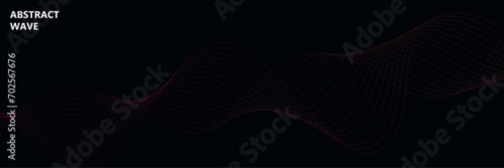 Abstract colorful Red wave line in Dark background modern stream wave background and wave curve lines background. business Illustration pattern of lines .