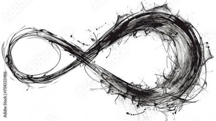 A black and white drawing of an infinite sign. Suitable for various creative projects