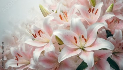 Białe tło z różowym liliami