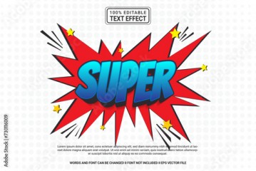 Editable text effect Super 3d cartoon template style modern premium vector
