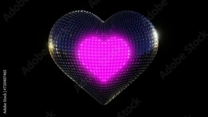 Abstract 3D techno futuristic wireframe grid heart shape valentine love neon rainbow retro. 4K romance wallpaper