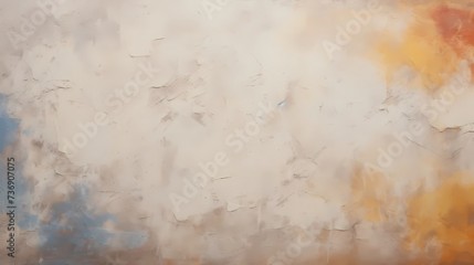 Detailed view of cracked and peeling pastel paint on wall