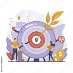2d vector illustration colorful business , Achieving the goal among many goals with the best proposal and the best results
