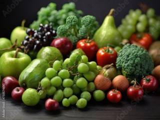 Green fruits and vegetables for cooking.