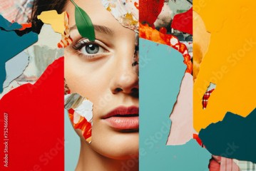 Generative AI image illustration retro Trendy paper collage composition wallpaper modern art