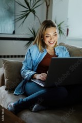 business young woman night student laptop computer office girl businesswoman tv watching television movie startup evening glowing screen social media education