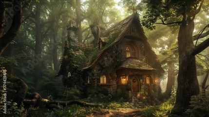 Magic cottage in the forest