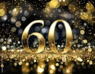 60 urodziny złoty napis na czarnym tle 