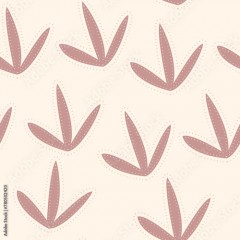The pink pastel leaves on on beige background, seamless pattern, is repeatable