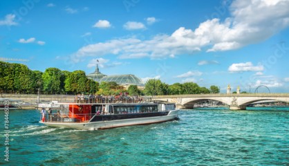 Wide Seine River in Paris