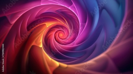 Bright orange purple flowing wavy spiral abstract background. Generative AI