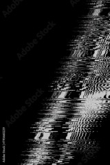 Motion Glitch interlaced Distorted textured black white futuristic background. Bad TV Signal. VHS noise overlay , hud design element on black background, copy space. Digital interference, cyberpunk