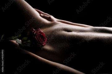 Nackter Bauch mit Rose