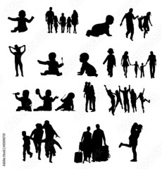 silhouette familly baby
