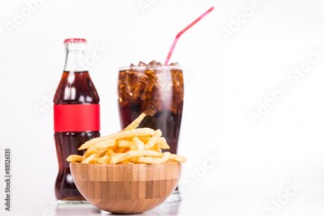 Coke water and french fry