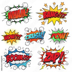 Comic speech bubbles set, comic wording sound effect set design for comic background, comic strip