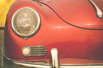 Headlight lamp of vintage car - retro color effect style