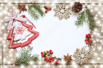 Świąteczna dekoracja na drewnianej desce
