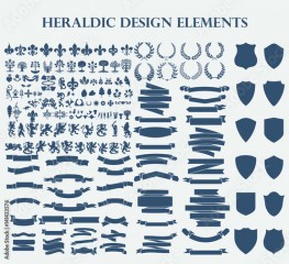 Heraldic Design Elements set bundle