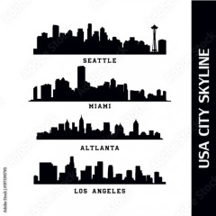 USA City Skyline Vector Set