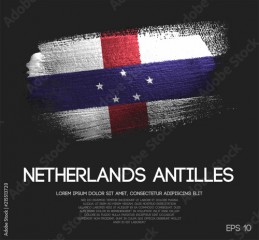 Netherlands Antilles Flag Made of Glitter Sparkle Brush Paint Vector