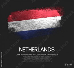 Netherlands Flag Made of Glitter Sparkle Brush Paint Vector