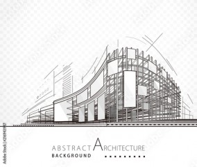 Architecture abstract black and white building design background. 