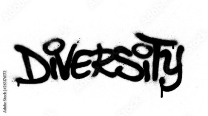 graffiti diversity word sprayed in black over white