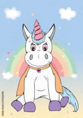 unicorn, jednorożec, cartoon, kreskówkowy, tęcza, rainbow