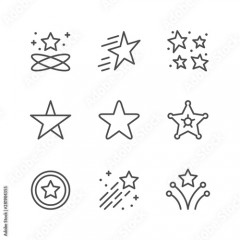 Set line icons of star