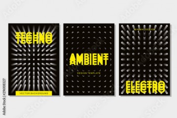 Underground rave. Electronic festival banner template. Techno music poster set.