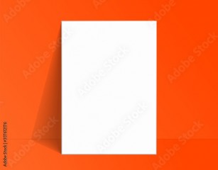 White poster mockup standing on the floor near Lush Lava color wall. Blank Canvas Mockup for design. Vector