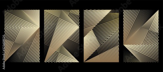 Abstract halftone lines gold background, creative geometric dynamic pattern, vector modern design texture for card, cover, banner, poster, flyer, decoration.