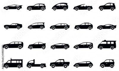Car icon set, cars symbol illustration vector in white background