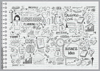 Business Idea doodles icons set. Vector illustration. isolated on white background.