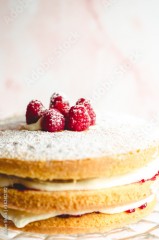 raspberries on top of cake