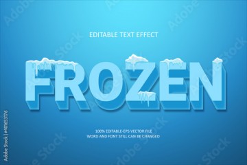 Blue Frozen. Editable text effect 