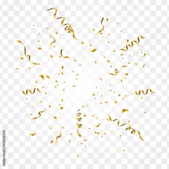 Gold confetti isolated on transparent background. Vector illustration
