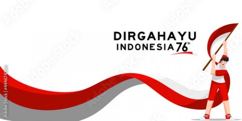 Dirgahayu Kemerdekaan Republik Indonesia means Happy Indonesian Independence Day Celebration. Young people celebration 76 years indonesia freedom with spirit and joy