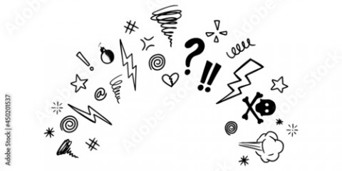 Hand drawn doodle Swearing isolated on white background . set elements, for concept design. vector illustration.