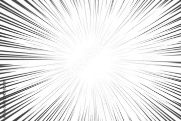 Speed lines, radial, monochrome. Vector illustration template.