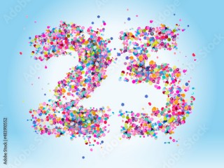 colorful confetti number 25 twenty five years multi colored