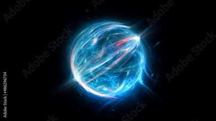 Blue glowing plasma ball lightning abstract background