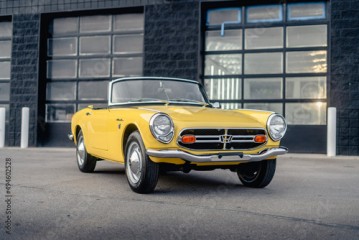 Yellow Japanese Classic Convertible Sports Car
