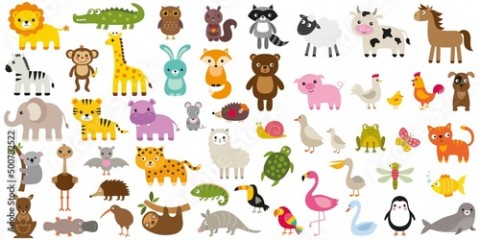Cartoon vector animals clip art collection