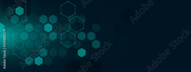 Geometric abstract background of innovation technology concept. Vector illustration Hexagon pattern, molecular structure, genetic engineering. Concepts and ideas for technology, science, and medicine